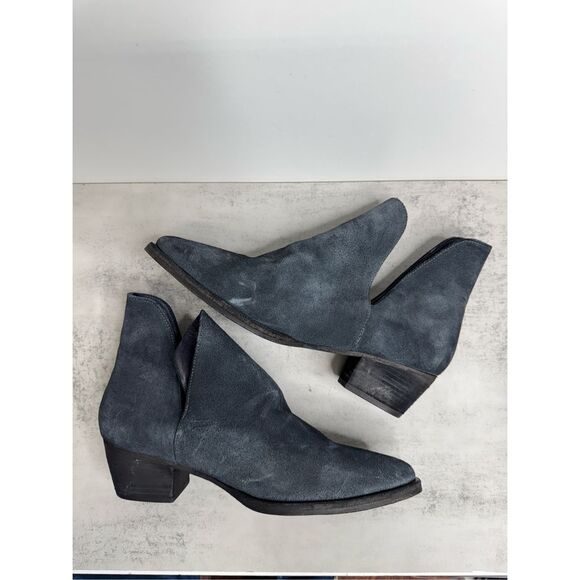 Free People Boots Size 9 V Black Suede Leather Ankle Booties Size 39EU Western - Picture 6 of 10
